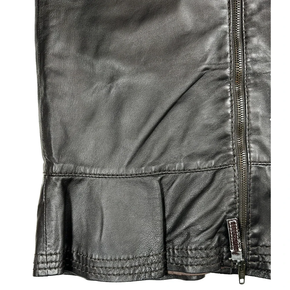 Moschino Vintage Italy Genuine Lambskin Leather Zippers Skirt Size 36